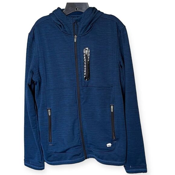 Roots Blue Marled Princeton Performance Jacket with Hood Size Large - Picture 1 of 13